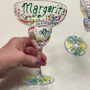 Colorful Hand-Painted Margarita Glasses